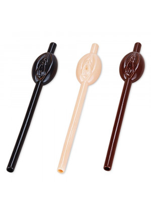 Разноцветные трубочки для напитков в виде вагины Pussy Straws - 9 шт.