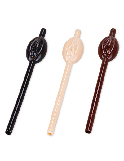 Разноцветные трубочки для напитков в виде вагины Pussy Straws - 9 шт.