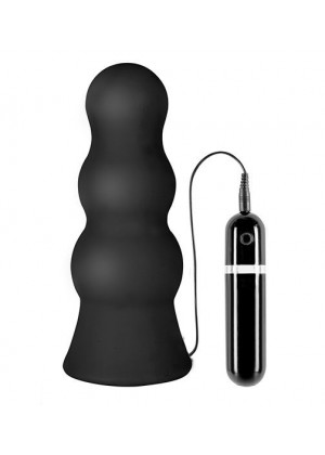 Чёрная анальная втулка большого размера с вибрацией MENZSTUFF VIBRATING BUTTCRASHER PAWN - 20 см.