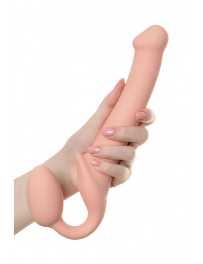 Телесный безремневой страпон Silicone Bendable Strap-On M