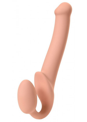 Телесный безремневой страпон Silicone Bendable Strap-On M