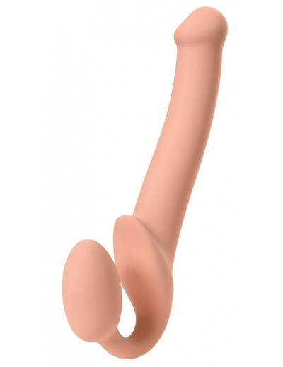 Телесный безремневой страпон Silicone Bendable Strap-On M