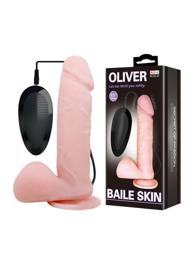 Телесный вибратор с присоской Oliver - 19,5 см.