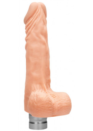 Телесный вибратор Vibrating Dildo With Balls - 20 см.