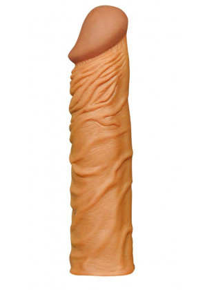 Коричневая реалистичная насадка-удлинитель - 19,5 см.