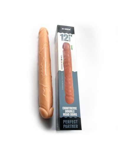 Телесный двухсторонний фаллоимитатор Exxxtreme Double Head Dong - 41,3 см.