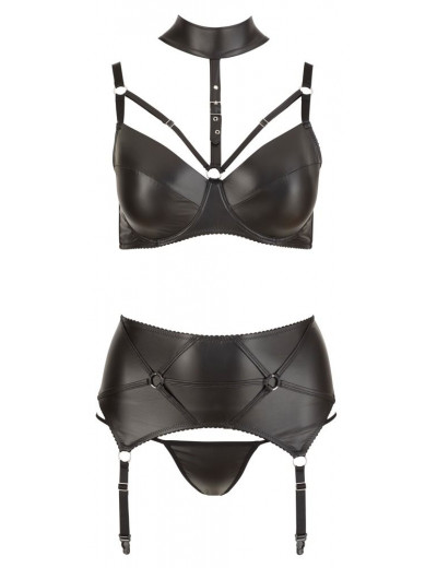 Wet-look комплект из 3 предметов: бра, трусики, пояс