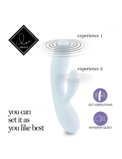 Нежно-голубой вибратор-кролик Lea Rabbit Vibrator - 20,2 см.