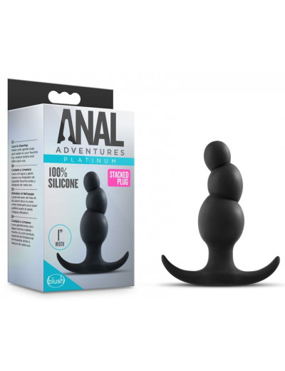 Чёрная фигурная анальная пробка Stacked Plug - 7,6 см.