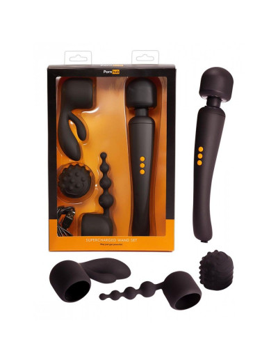 Жезловый вибратор с насадками Supercharged Wand Set