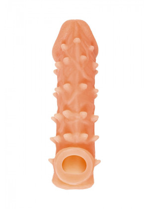 Телесная закрытая насадка с пупырышками Cock Sleeve 005 Size S - 13,8 см.
