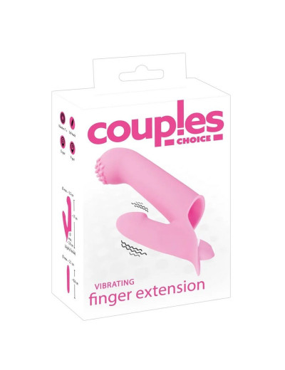Нежно-розовая двойная вибронасадка на палец Vibrating Finger Extension - 17 см.