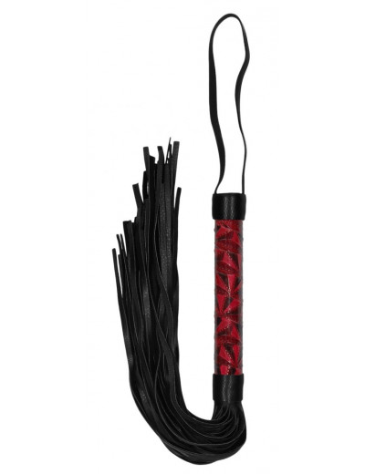 Красно-черная многохвостовая гладкая плеть Luxury Whip - 38,5 см.