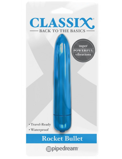 Голубая гладкая вибропуля Rocket Bullet - 8,9 см.