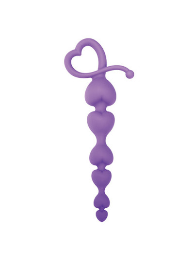 Фиолетовая анальная цепочка с звеньями-сердечками HEARTY ANAL WAND SILICONE - 18 см.