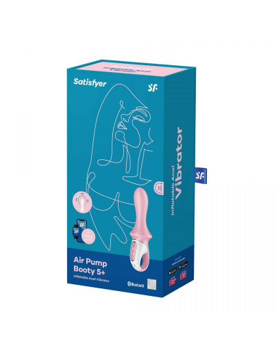 Розовый вибромассажер Air Pump Booty 5+ - 18,1 см.