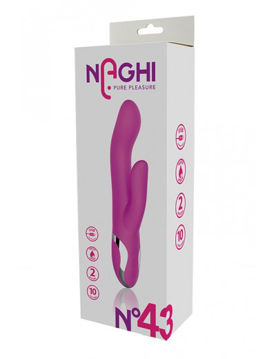 Розовый вибратор-кролик NAGHI NO.43 RECHARGEABLE DUO VIBRATOR - 23 см.