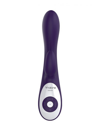 Фиолетовый вибратор Nalone Rhythm X2 с клиторальным стимулятором - 21,6 см.