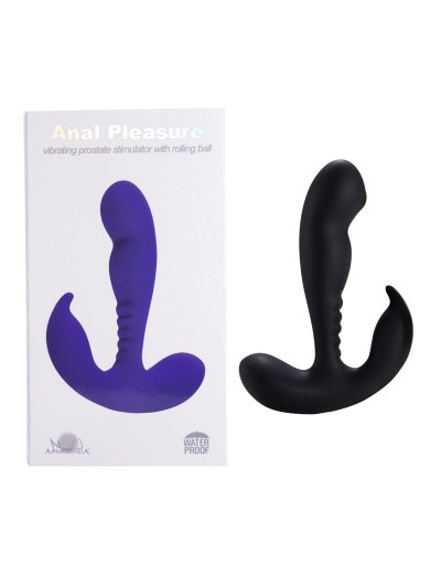 Черный вибростимулятор простаты Anal Vibrating Prostate Stimulator with Rolling - 13,3 см.