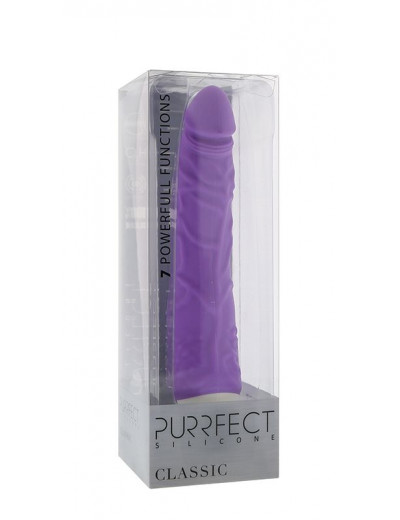 Фиолетовый вибратор-реалистик PURRFECT SILICONE CLASSIC 7.1INCH PURPLE - 18 см.