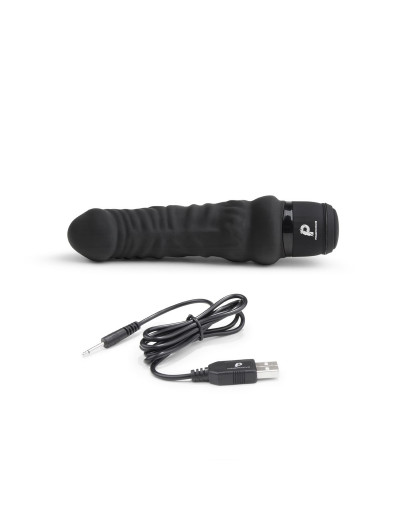 Черный вибратор-реалистик 6  Realistic Vibrator - 17 см.