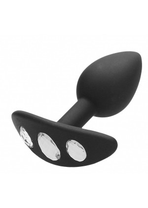 Черная анальная пробка Diamond Butt Plug With Handle - 7,7 см.