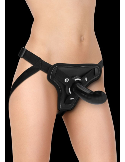 Черный страпон Adjustable 6 Strap-on - 17 см.