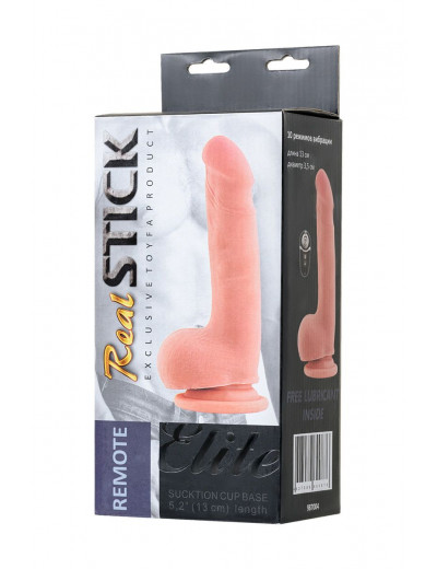 Реалистичный перезаряжаемый вибратор REALSTICK ELITE VIBRO с пультом ДУ - 18,5 см.