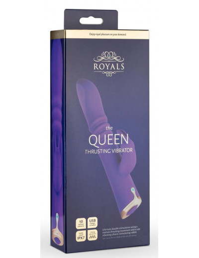 Фиолетовый вибратор-кролик The Queen Thrusting Vibrator - 29 см.