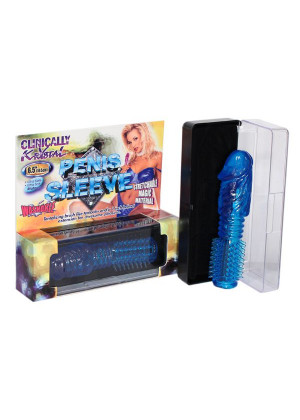 Синяя насадка-ёршик PENIS SLEEVE STRETCHABLE - 16,5 см.