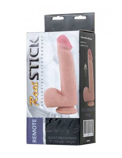 Телесный перезаряжаемый вибратор REALSTICK ELITE VIBRO с пультом ДУ - 21 см.