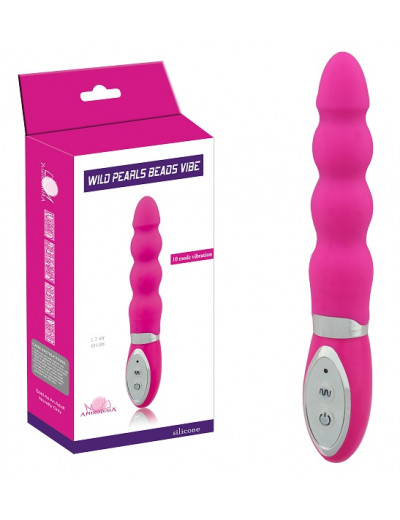 Розовый вибратор с наплывами тельца Wild Pearls Beads Vibe - 18 см.