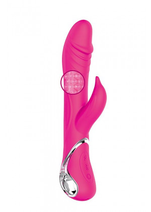Розовый вибратор-ротатор N 40 RECHARGEABLE DUO VIBRATOR - 23 см.