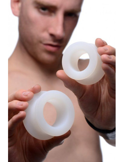 Набор из 2 белых анальных расширителей Stretch Master 2 Piece Training Silicone Ass Grommet set