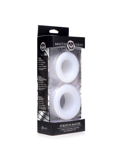 Набор из 2 белых анальных расширителей Stretch Master 2 Piece Training Silicone Ass Grommet set