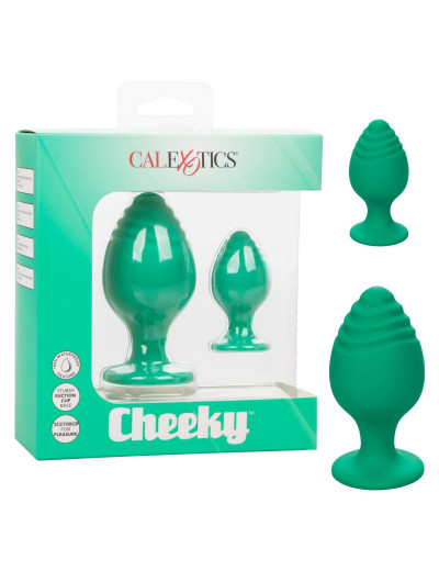 Набор из двух зеленых анальных пробок Cheeky