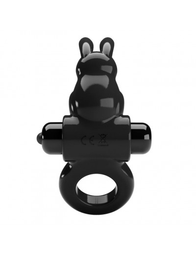 Черное эрекционное кольцо со стимулятором клитора в виде кролика Exciting ring