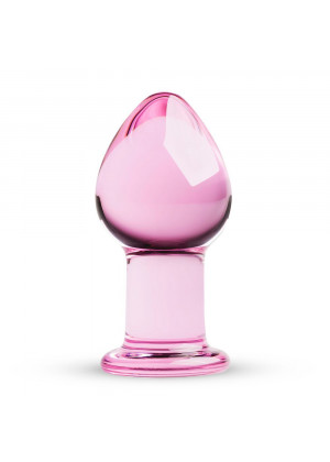 Розовая стеклянная пробка Glass Buttplug No.27 - 8,5 см.