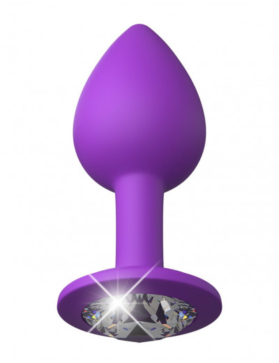 Фиолетовая анальная пробка с прозрачным стразом Her Little Gems Small Plug - 7,4 см.