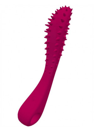 Малиновый вибратор Temptation Wand с шипиками - 22 см.