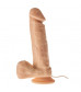 Телесный вибратор-реалистик с проводным пультом Evil Emperor - 21,5 см.