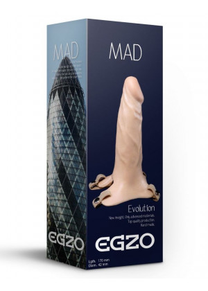 Полый поясной фаллоимитатор MAD - 17 см.