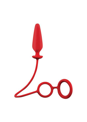 Красное эрекционное кольцо с подхватом и анальным стимулятором MENZSTUFF 3.5INCH DOUBLE RING ANAL PLUG