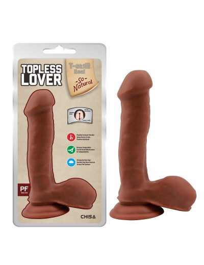 Кофейный фаллоимитатор на присоске Topless Lover - 19,2 см.