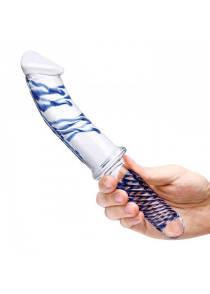 Прозрачно-синий двусторонний стимулятор 11  Realistic Double Ended Dildo - 28 см.