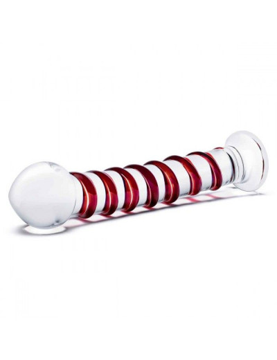 Прозрачный стимулятор с красной спиралью 10  Mr. Swirly Dildo - 25,4 см.