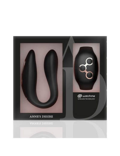 Черно-золотой вибратор для пар с пультом-часами Anne s Desire Dual Pleasure Vibe
