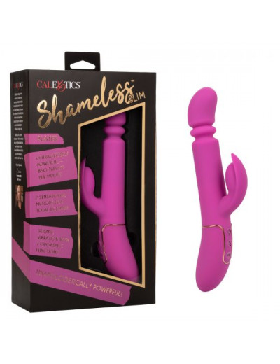 Лиловый вибратор с поступательными движениями Shameless Slim Player - 22,75 см.