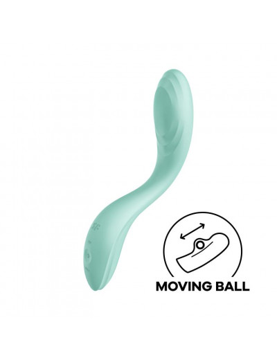 Мятный вибромассажер Rrrolling Pleasure с движущимся шариком - 23 см.