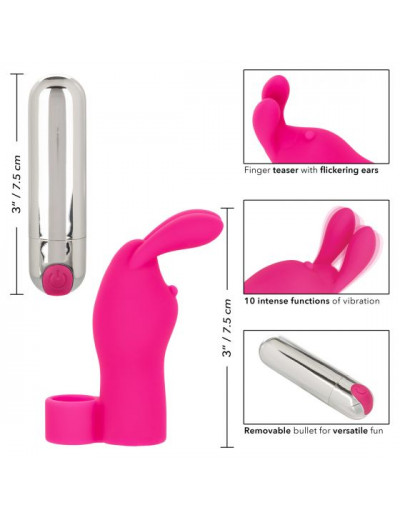 Розовая пулька-насадка на палец Finger Bunny - 8,25 см.